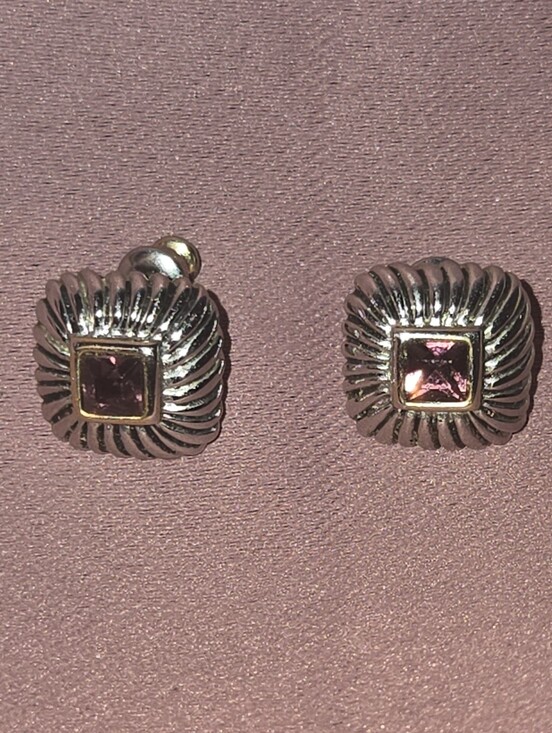 Museum of Fine Arts Jewelry - Museum of Fine Arts Square Shaped Gold Tone Stud Earrings